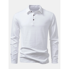 Solid Long Sleeve Cotton Polo Shirt | Classic Smart Casual Polo