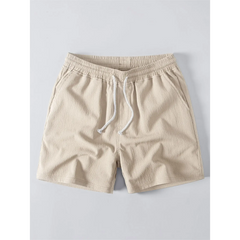Striped Cotton Blend Button Up Shirt & Crinkle Textured Drawstring Shorts - 2 Piece Summer Outfit