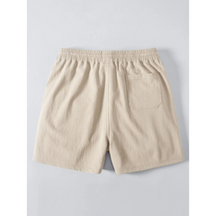 Striped Cotton Blend Button Up Shirt & Crinkle Textured Drawstring Shorts - 2 Piece Summer Outfit