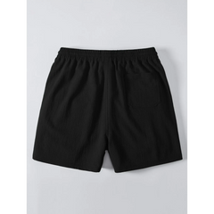 Striped Cotton Blend Button Up Shirt & Crinkle Textured Drawstring Shorts - 2 Piece Summer Outfit