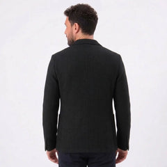 MannerCo black woolen blazer back view loose fit sport coat for spring autumn
